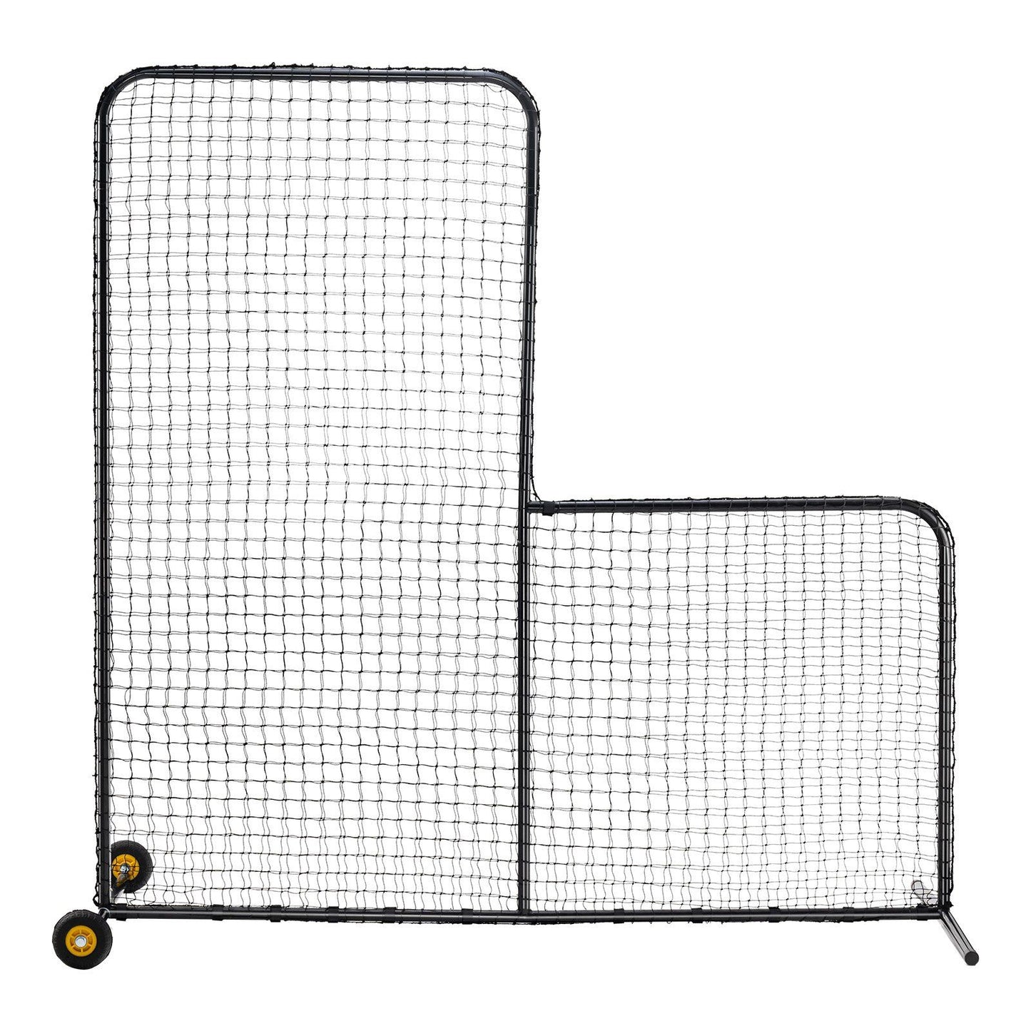 VEVOR L Screen Baseball for Batting Cage, 7x7 ft Softball Safety Screen, Body Protector Portable Batting Screen with Carry Bag, Wheels, Ground Stakes, Heavy Duty Pitching Net for Pitchers Protection