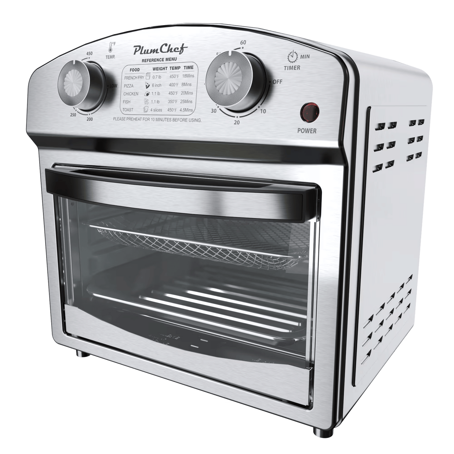 Stainless Steel 12 Liter Air Fryer With Dual Knob Control