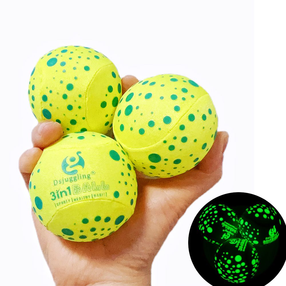 DSJUGGLING Washable Juggling Ball for Beginners, 60mm 100g Each 3in1 Multi-Function Balls Set of 3 | Water Skimming Balls Bounce On Water - Pool Ball & Beach Toys | Soft Bouncy Grip Training Ball Kit