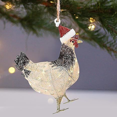 Chicken Hanging Ornament, 4 Pack Hanging Rooster Decorations, Hanging Chicken Christmas Ornaments, Hanging Ornament Thanksgiving Day Christmas Decorations, For Christmas Bedroom Car Pendant