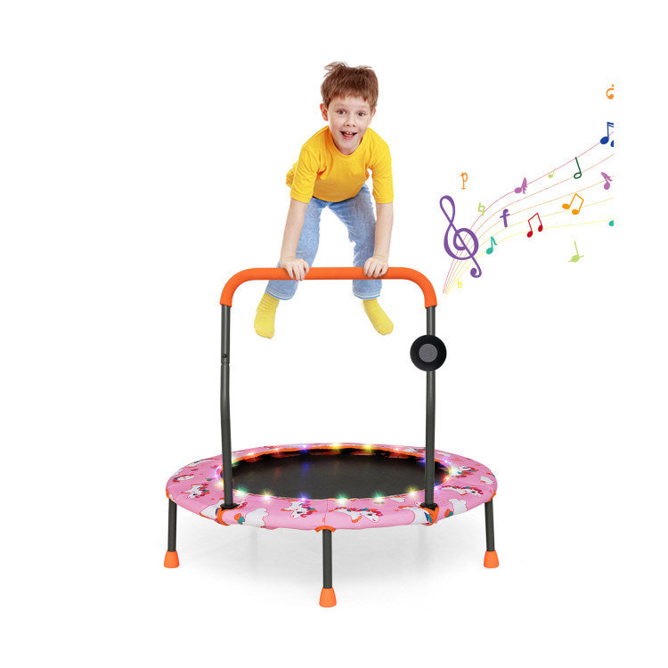 36 Inch Mini Trampoline with Colorful LED Lights and Bluetooth Speaker