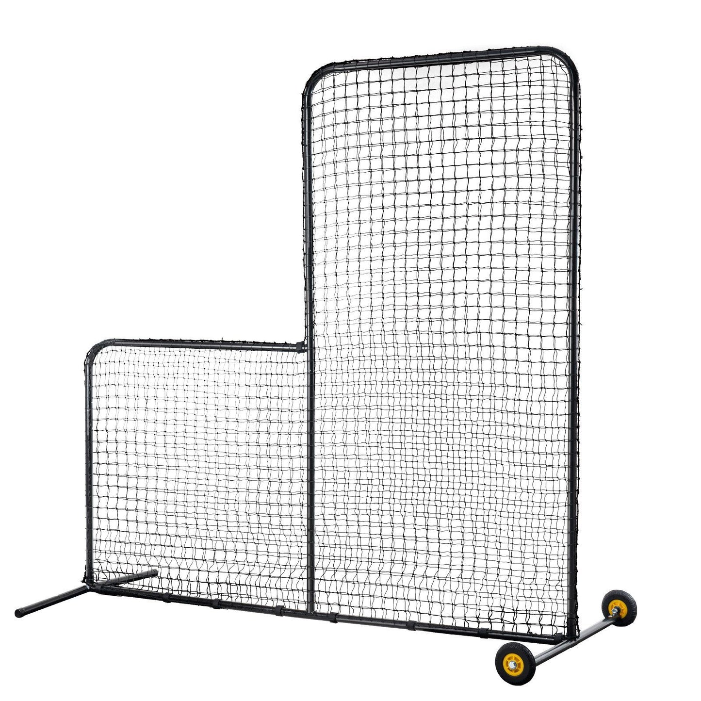 VEVOR L Screen Baseball for Batting Cage, 7x7 ft Softball Safety Screen, Body Protector Portable Batting Screen with Carry Bag, Wheels, Ground Stakes, Heavy Duty Pitching Net for Pitchers Protection