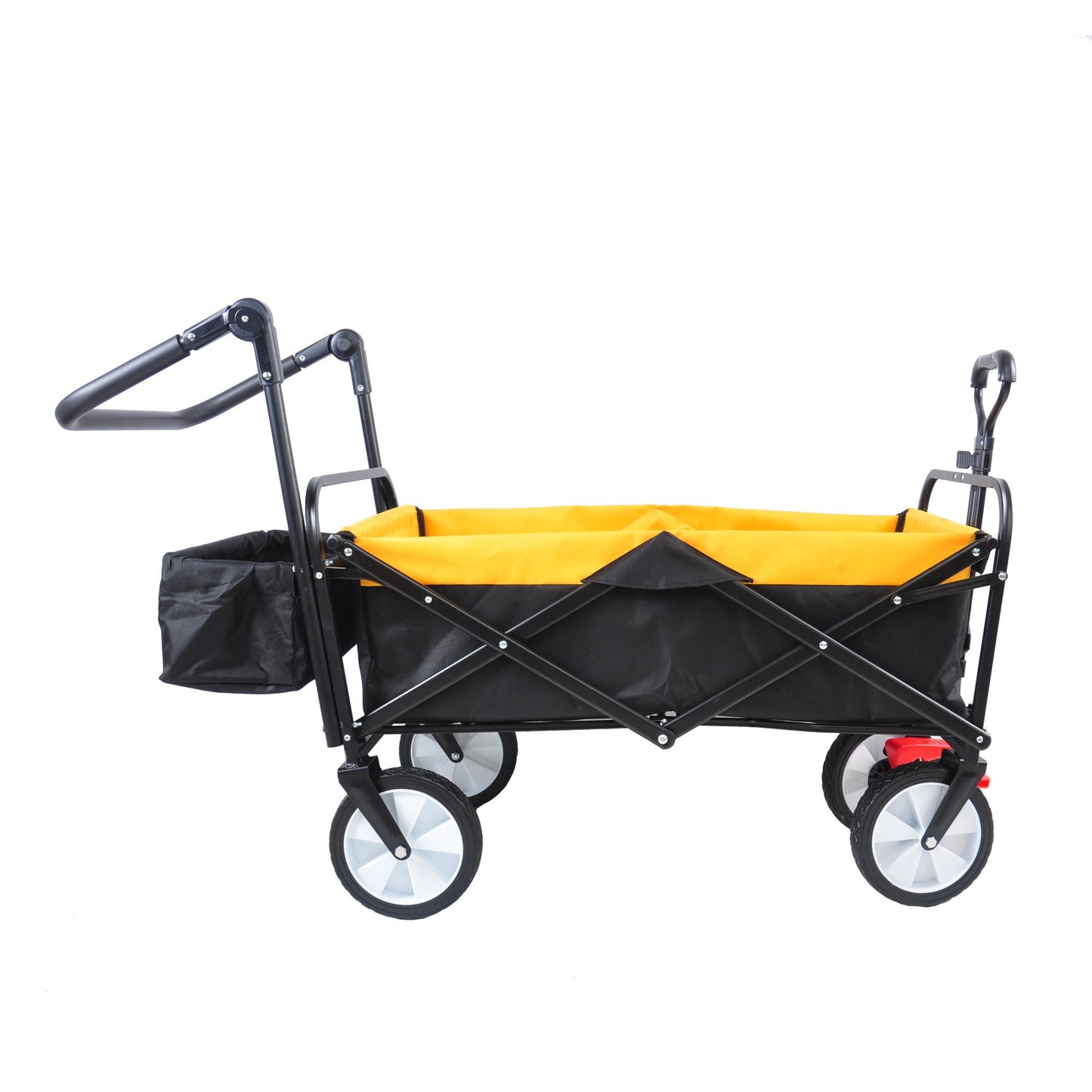 folding wagon Collapsible Outdoor Utility Wagon, Heavy Duty Folding Garden Portable Hand Cart, Drink Holder, Adjustable Handles