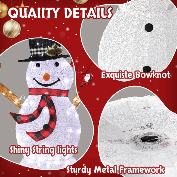 Lighted Snowman Christmas Yard Decorations, Pre-lit Snowman And Birds With 170 LED White Lights And Stakes For Xmas Outdoor Holiday Indoor Decor Lighted Holiday Displays