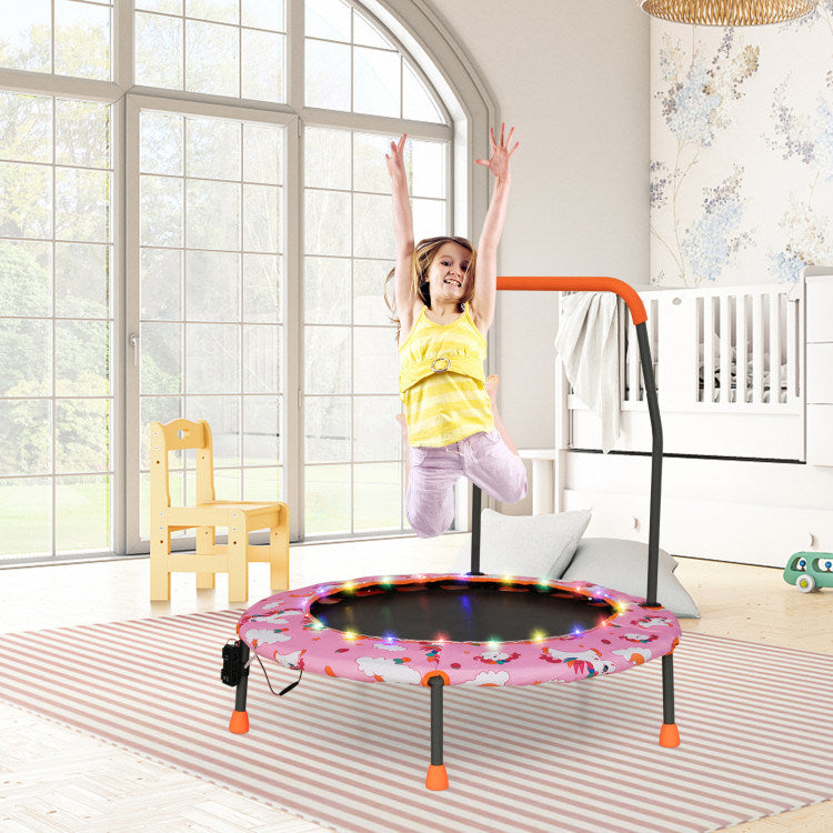 36 Inch Mini Trampoline with Colorful LED Lights and Bluetooth Speaker