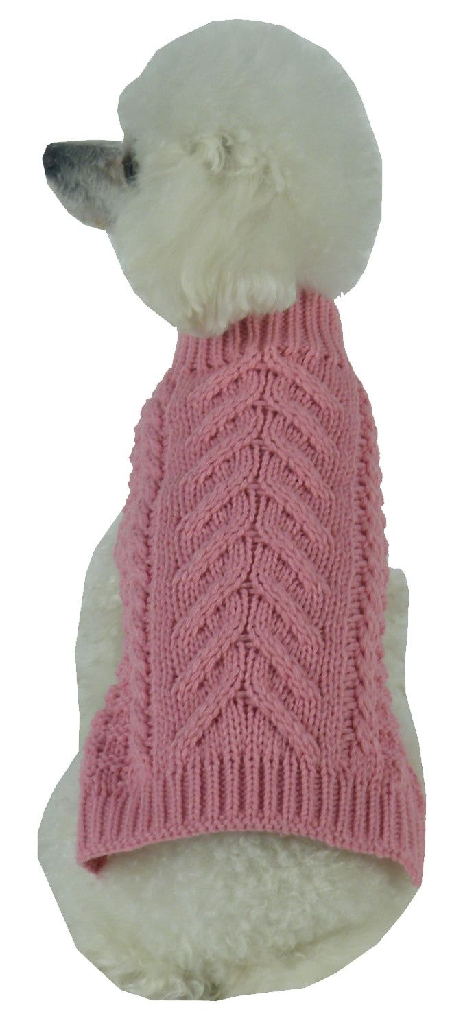 Swivel-Swirl Heavy Cable Knitted Fashion Designer Dog Sweater