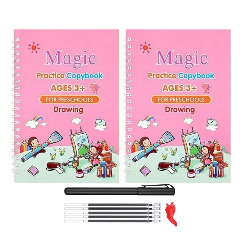 Reusable Magic Copybook Drawing Toys Pen Control Training Writing for Children 3D Magic Notebook Writing Lettering Calligraphy Notebooks