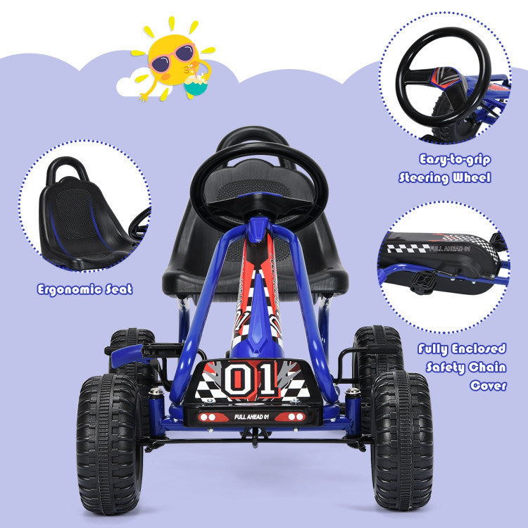 4 Wheel Pedal Powered Ride On Car with Adjustable Seat