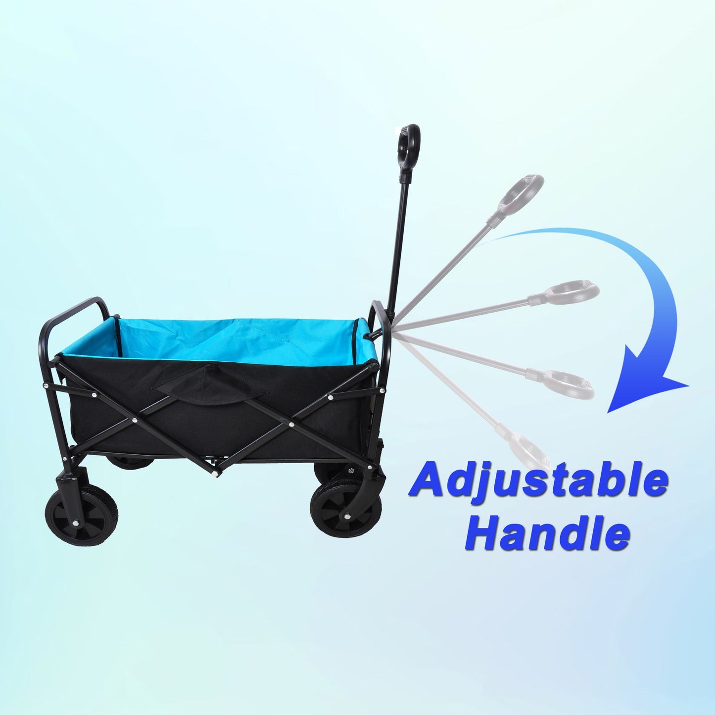 Mini Folding Wagon Garden Shopping Beach Cart (black+blue)