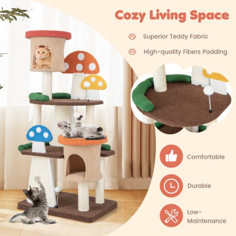 4-In-1 Cat Tree with 2 Condos and Platforms for Indoors