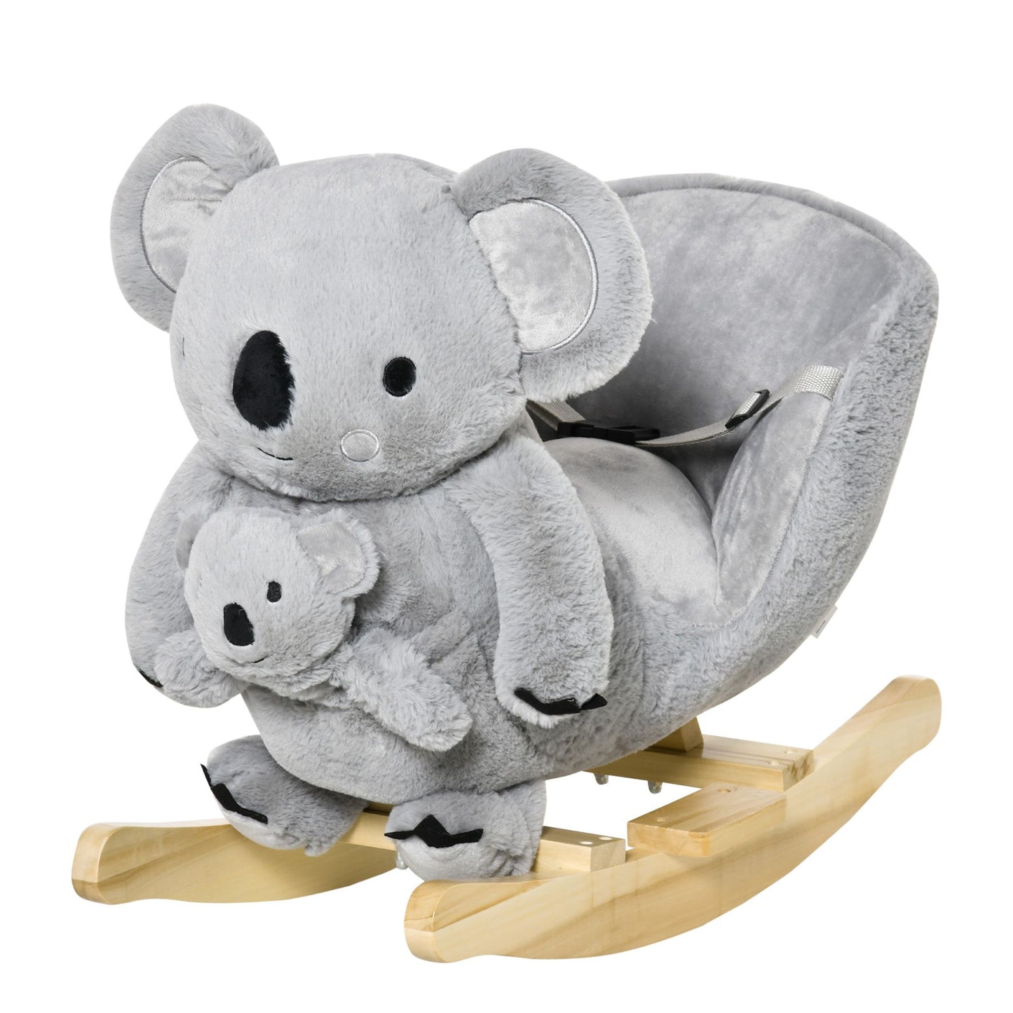 Qaba Kids Ride-On Rocking Horse, Koala-shaped Rocker with Realistic Sounds for Children 18-36 Months, Gray