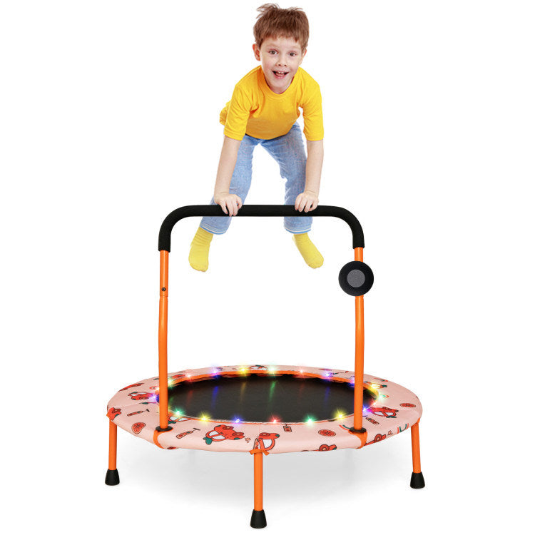 36 Inch Mini Trampoline with Colorful LED Lights and Bluetooth Speaker