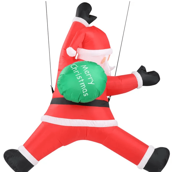 4.9 FT Lighted Christmas Inflatable Decoration, Inflatable Hanging Santa Claus With Gift Bag, Funny Blow Up Yard Decorations With Built-in LED Lights For Holiday Party Front Yard Lawn Garden Decor