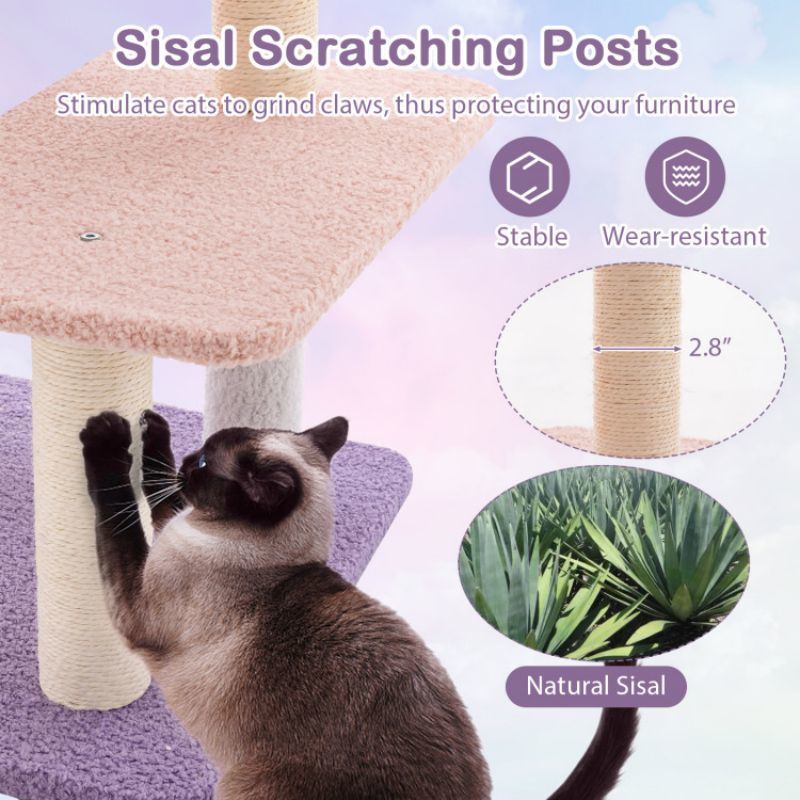 Multi-level Cat Tower with Sisal Covered Scratching Posts