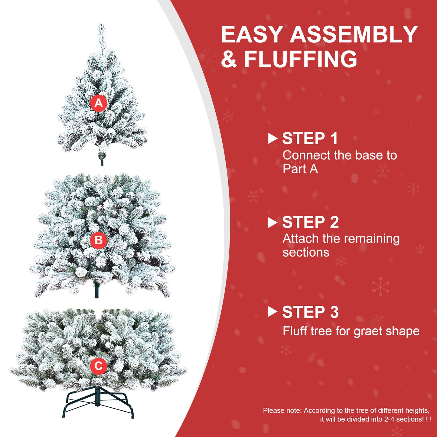 7.5ft PVC Flocking Hinged Tree Environmentally Friendly Fireproof Artificial Christmas Flocked Tree