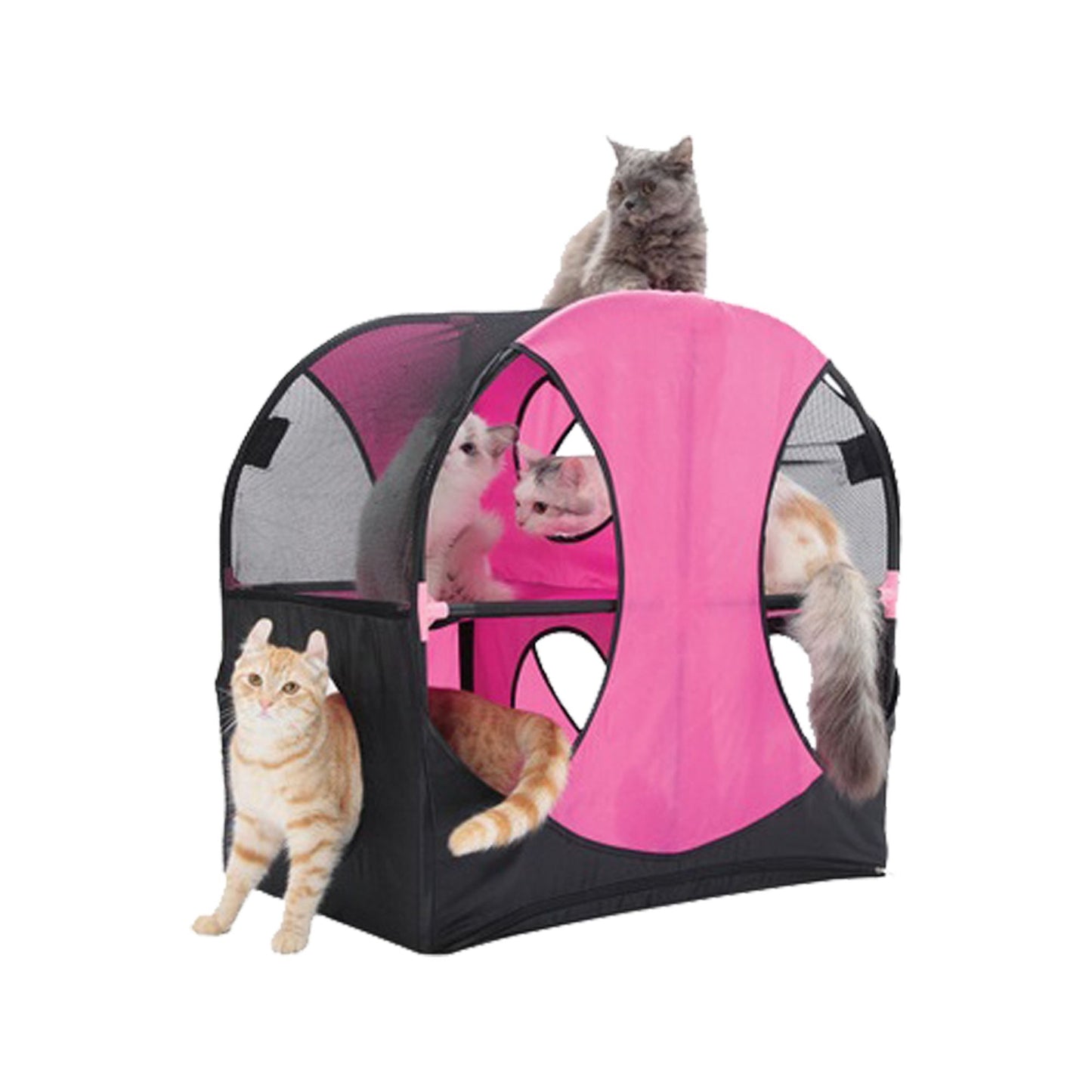 Pet Life Kitty-Play Obstacle Travel Collapsible Soft Folding Pet Cat House