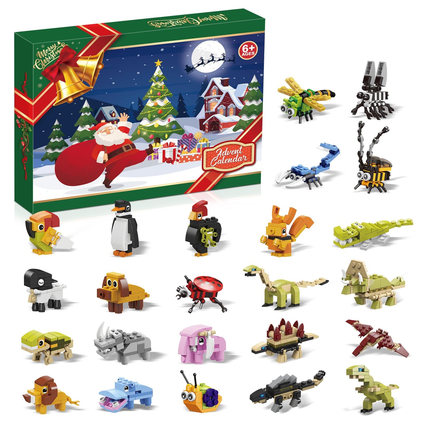 Advent Calendar 2024 Kids Toys, 24 Days Animal Building Blocks Christmas Countdown Calendar, Advent Calendars Surprise Christmas Gifts for Kids Dinosaur Toys for Boys Girls Age 4 5 6 7 8-12 Years Old