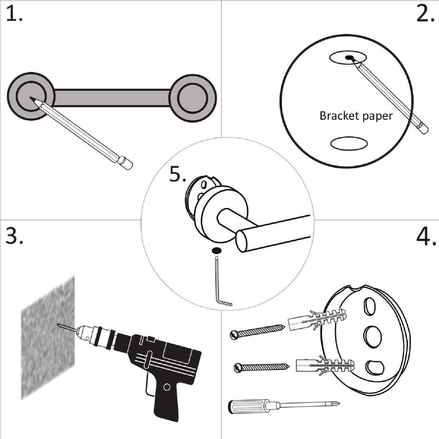 3-Piece Bathroom Hardware Set with Toilet Paper Holder, Towel Ring, Adjustable Towel Bar, Wall Mount Bath Accessory Set RT