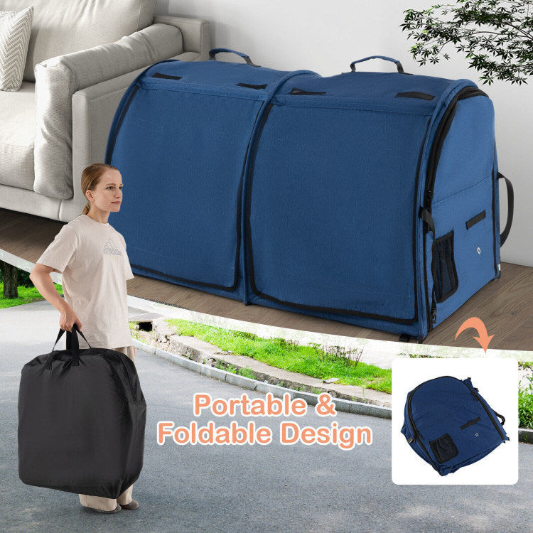 Double Compartment Pet Carrier with 2 Removable Hammocks