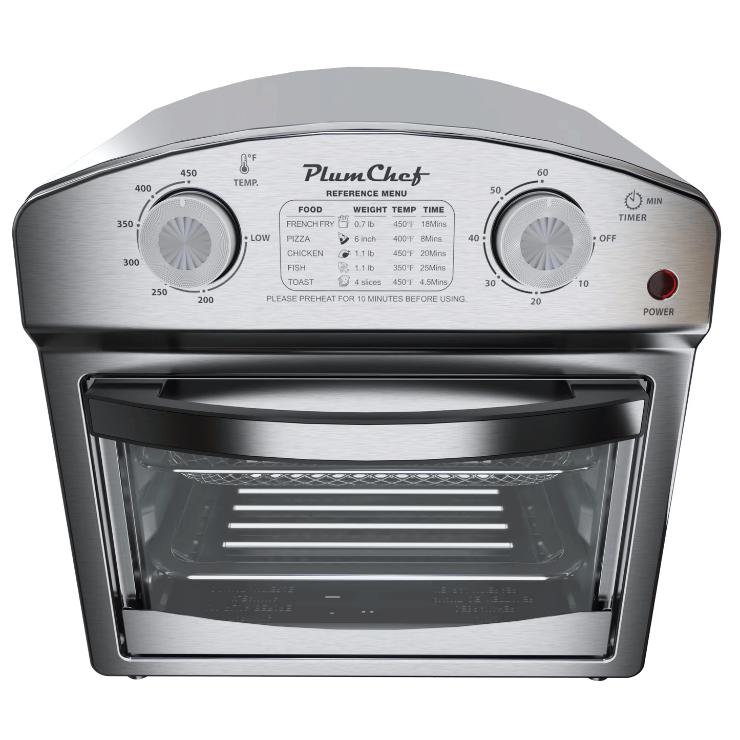 Stainless Steel 12 Liter Air Fryer With Dual Knob Control