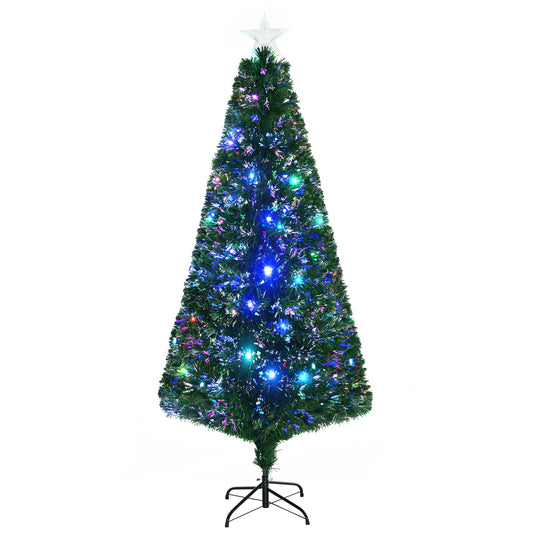 6' Tall Douglas Fir Pre-Lit Artificial Christmas Tree with Realistic Branches, 24 Multi-Color LED Lights, Fiber Optics and 230 Tips