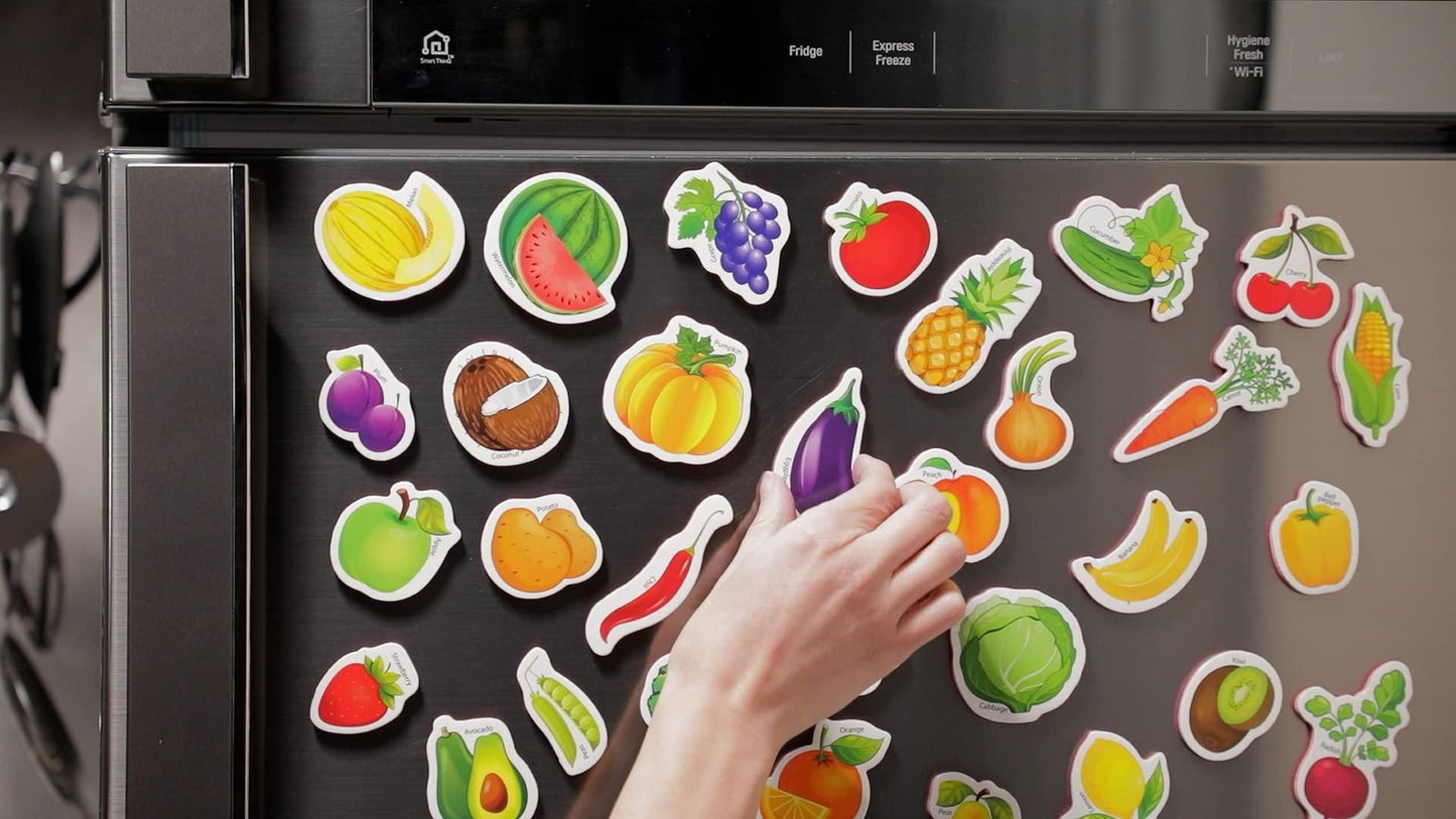 31 Foam Fridge Magnets for Toddlers 1-3 years Fruits and Veggies Magnets