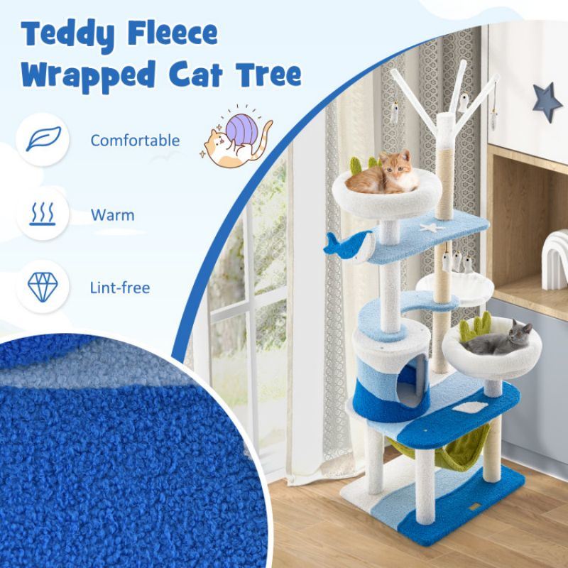 Multi-level Cat Tower with Sisal Covered Scratching Posts