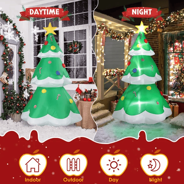 6.9 FT Lighted Christmas Inflatable Decoration, Inflatable Christmas Tree, Blow Up Yard Decorations With Built-in LED Lights For Holiday Party Front Yard Lawn Garden Decor