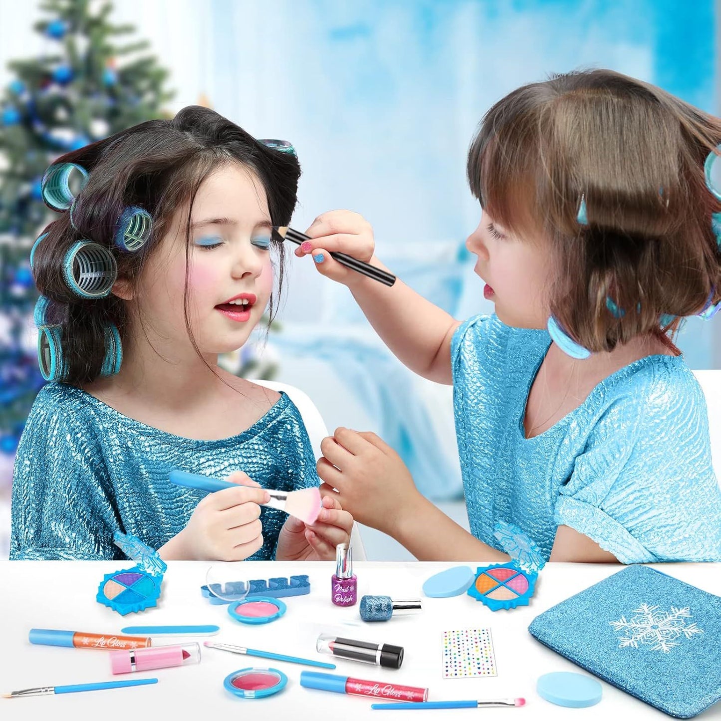 Kids Makeup Kit for Girls, Washable Real Makeup Set for Little Girls, Princess Frozen Toys for Girls Toys for 4 5 6 7 8 Year Old, Kids Play Makeup Starter Kit Cosmetic Beauty Set Frozen Makeup Set