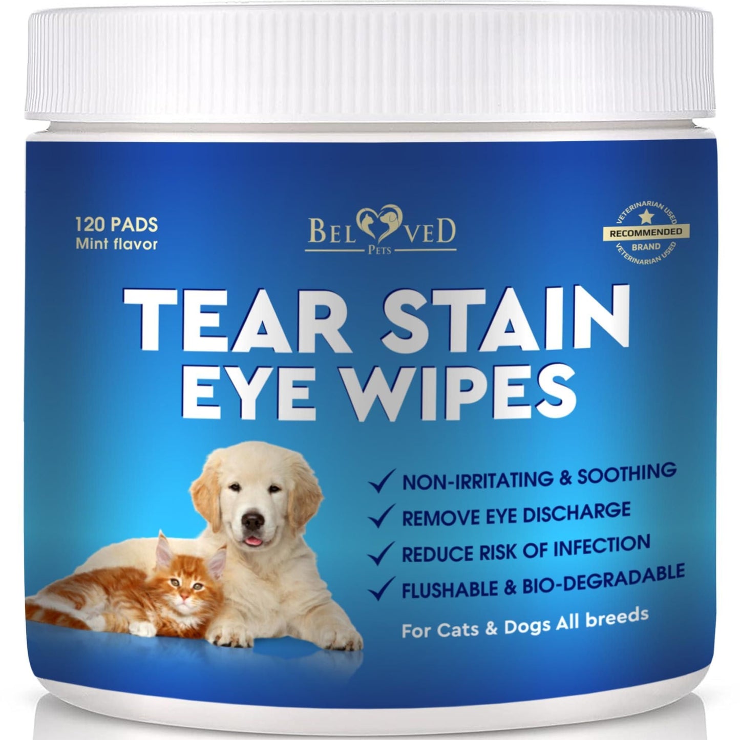 Cat Dog Eye Wash Wipes Tear Stain Remover Cleaner Eye Infection Treatment Helps Prevent Pink Eye Relief Allergies Symptoms Runny Dry Eyes Safe for Small Animals