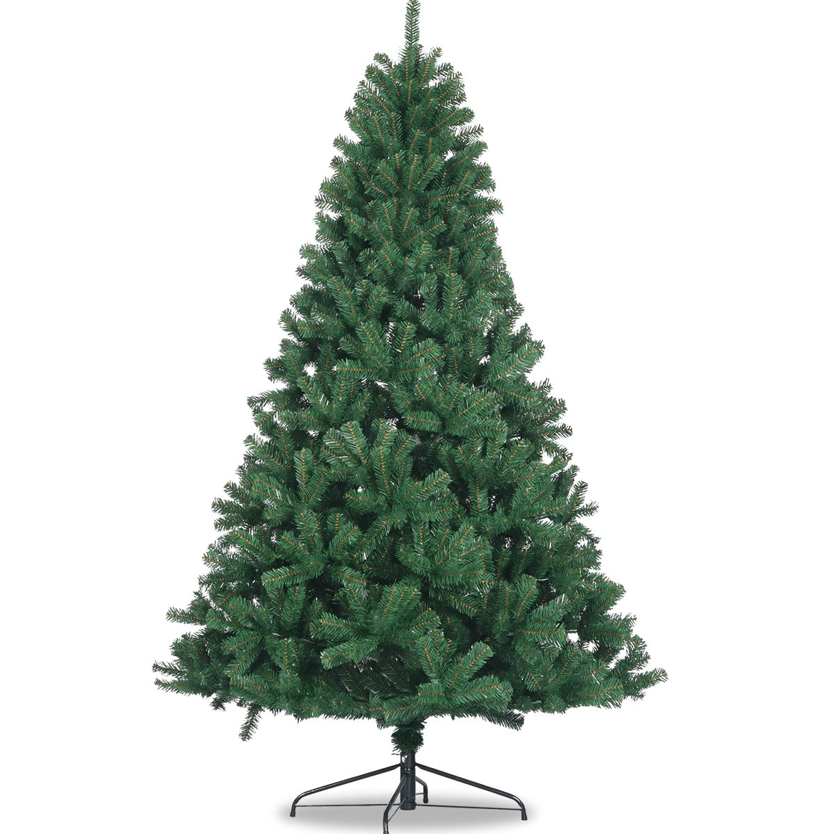 Artificial Christmas Tree Full Natural Spruce PVC Fir Tree 7.5ft Foldable Metal Stand Unlit Green