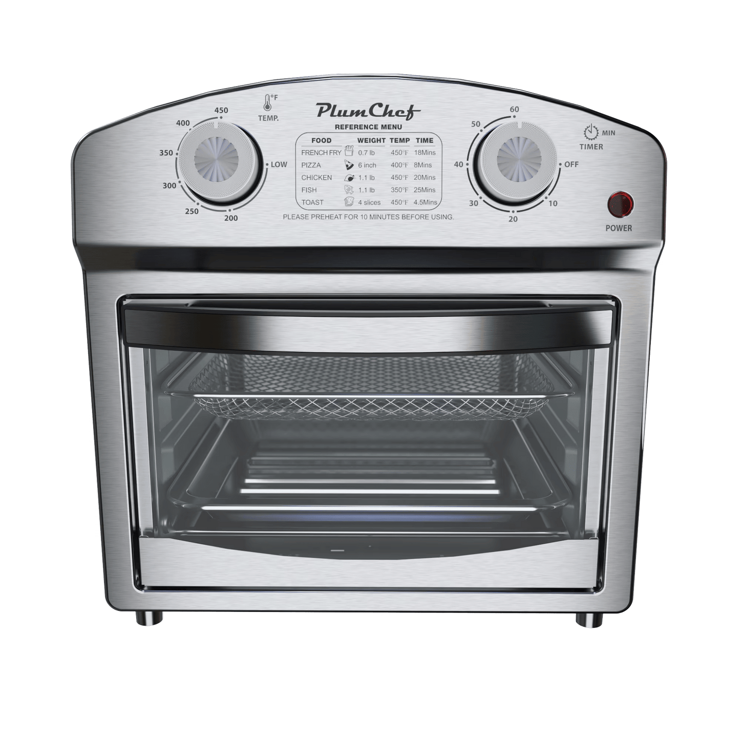 Stainless Steel 12 Liter Air Fryer With Dual Knob Control