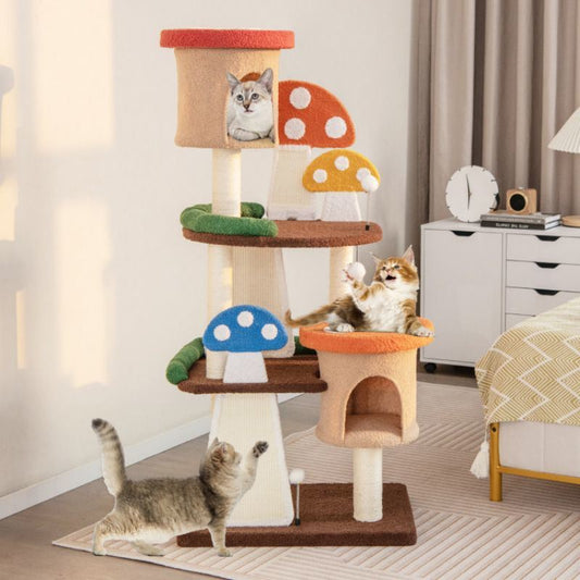 4-In-1 Cat Tree with 2 Condos and Platforms for Indoors