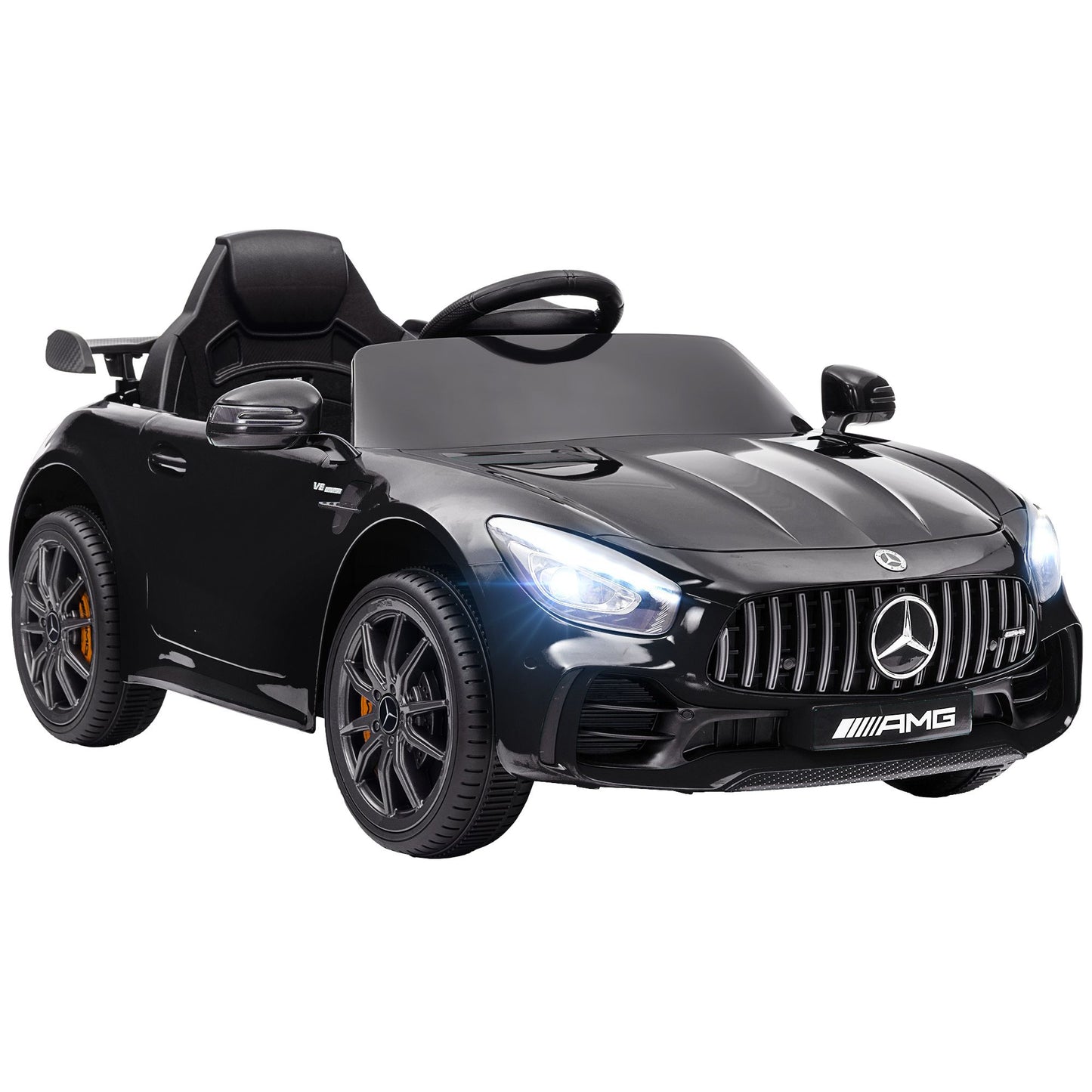 Qaba Mercedes-Benz AMG GTR Licensed 12V Kids Ride on Car, Battery Powered Kids Electric Car with Remote Control, Transport Wheels, Soft Start, Lights, Music, Horn & 3 Speeds for 3-6 Years, Black