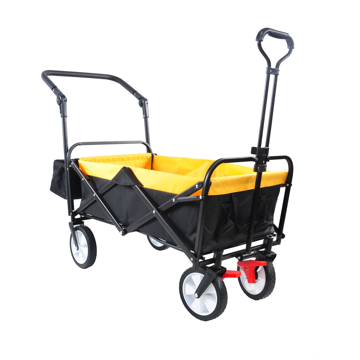 folding wagon Collapsible Outdoor Utility Wagon, Heavy Duty Folding Garden Portable Hand Cart, Drink Holder, Adjustable Handles