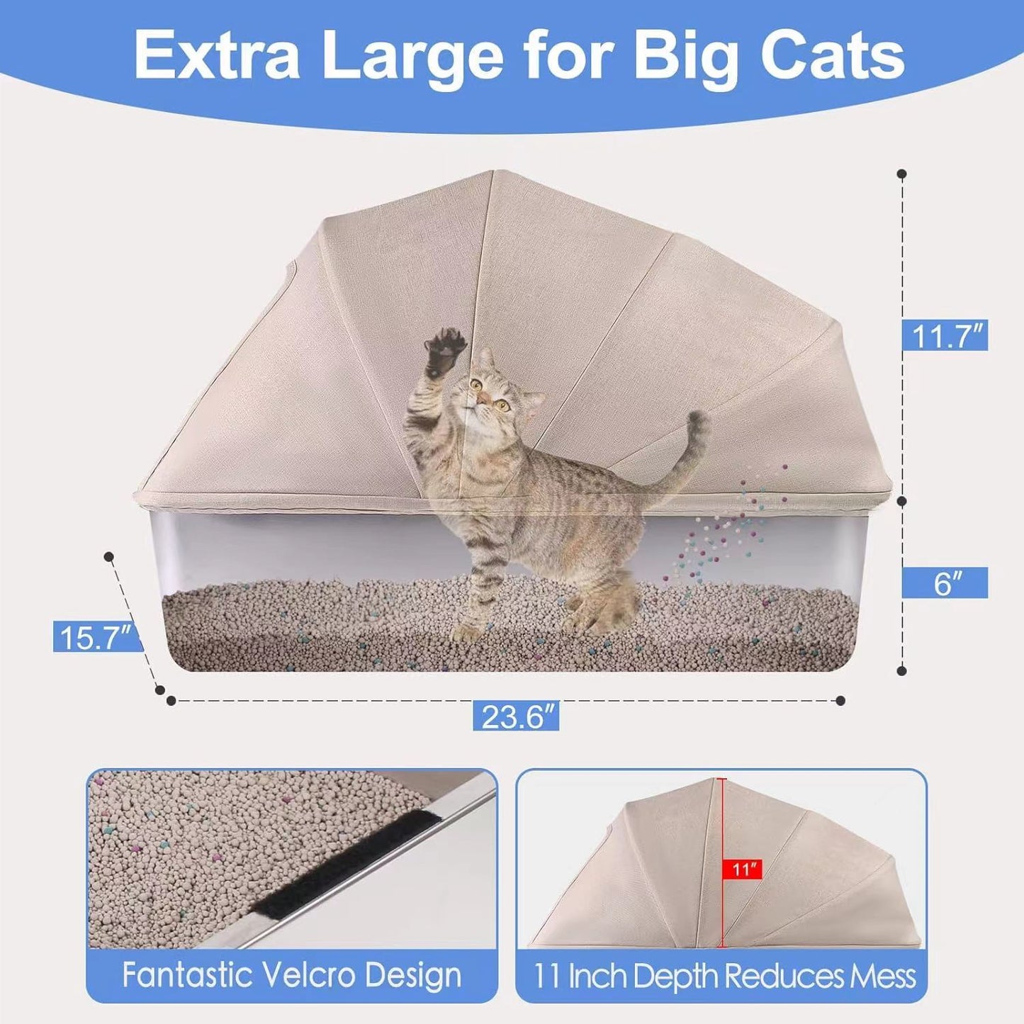 Upgrade Stainless Steel Cat Litter Box, XL Large Enclosed Cat Litter Boxes with Spacious for Big Cats, Premium Metal High Sided Litter Box Features Leak-Proof Design, Includes Scoop for Easy Cleaning