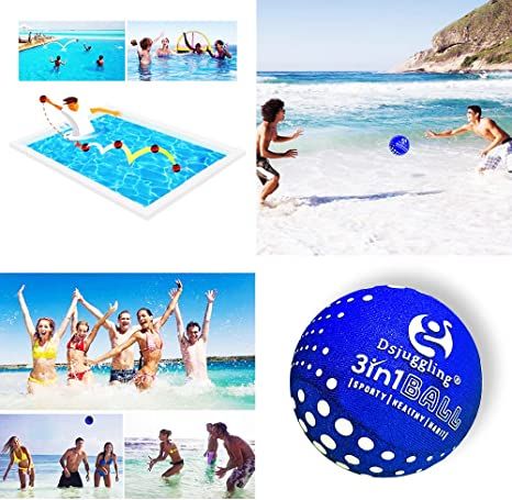 DSJUGGLING Washable Juggling Ball for Beginners, 60mm 100g Each 3in1 Multi-Function Balls Set of 3 | Water Skimming Balls Bounce On Water - Pool Ball & Beach Toys | Soft Bouncy Grip Training Ball Kit