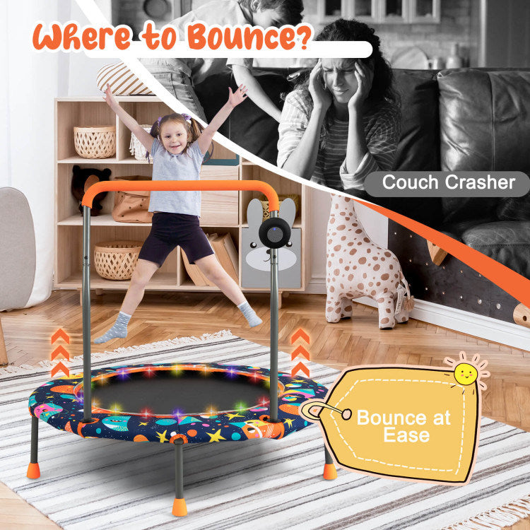 36 Inch Mini Trampoline with Colorful LED Lights and Bluetooth Speaker