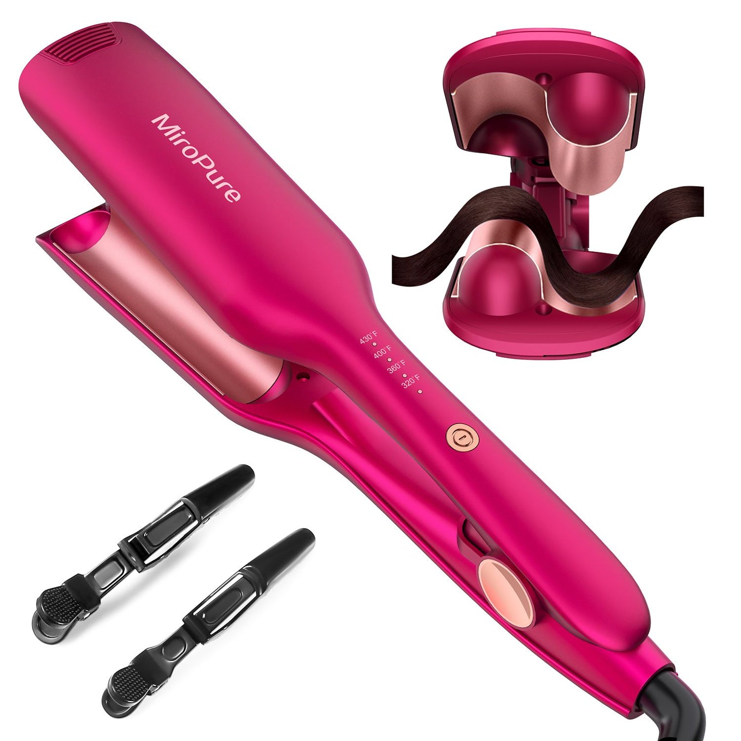 Hair Waver Iron Wand Hair Crimper Hair Waver Barrel Curling Iron 1 Inch PTC Heater Auto Shut-Off Adjustable Easy Shap Long Lasting Heat Dual Voltage