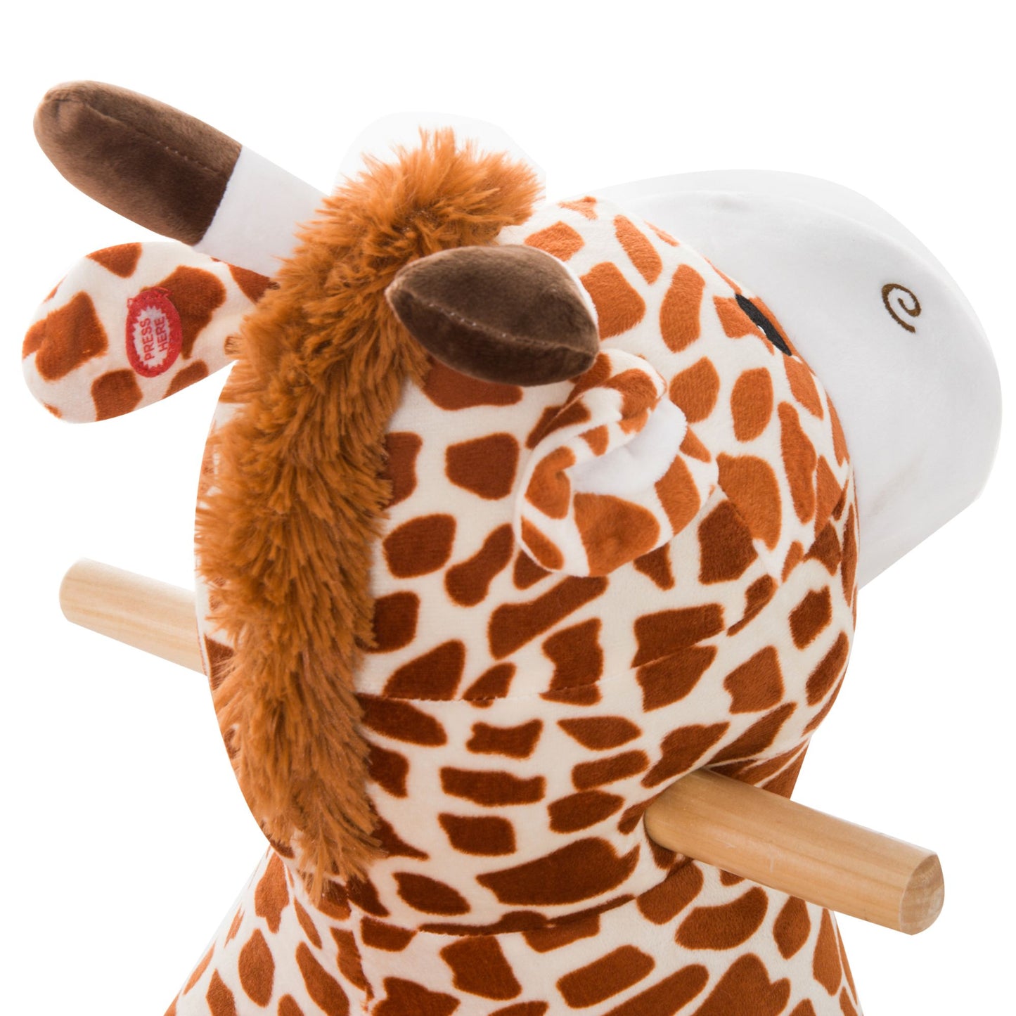 Qaba Kids Plush Rocking Horse Giraffe Style Themed Ride-On Chair Toy With Sound Brown