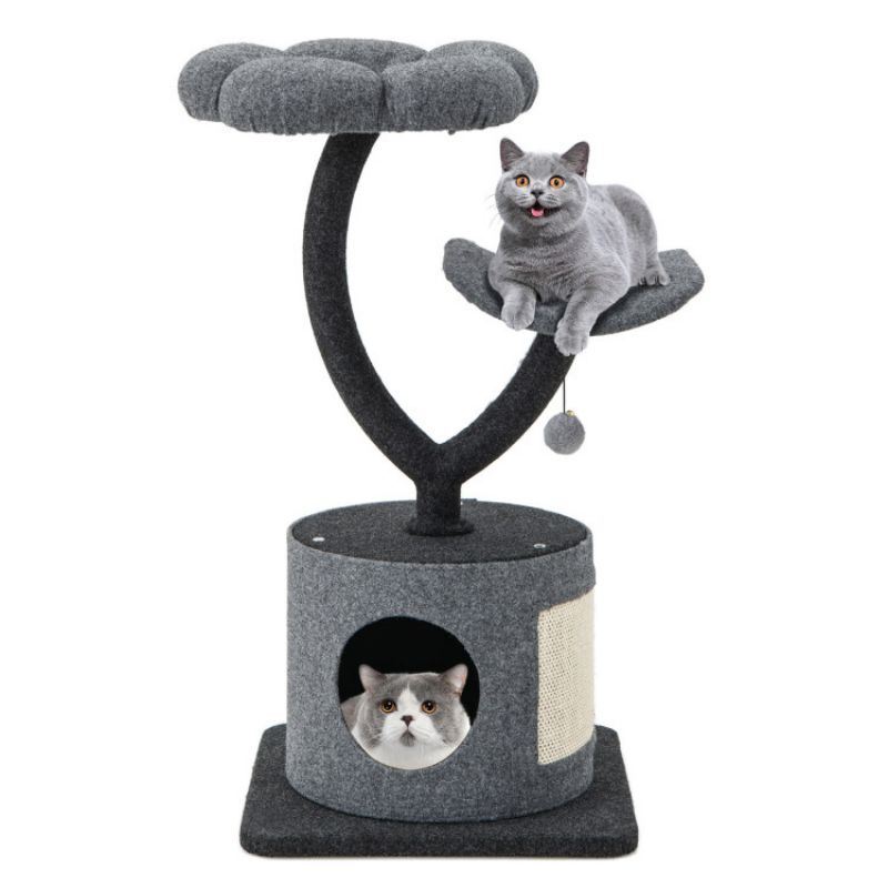 Cat Tree with Curved Metal Supporting Frame for Large and Small Cats