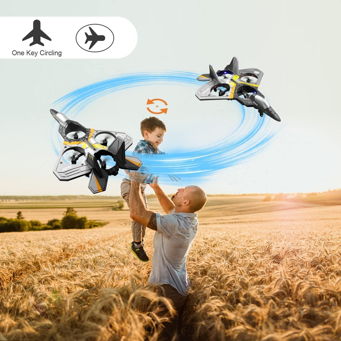 4DRC V17 Remote Control Plane RC Airplanes 2.4GHz 6CH EPP RC Plane 4 Motor RC Aircraft Toys for Adult Kids with Function Gravity Sensing Stunt Roll Cool Light RC Planes Airplanes