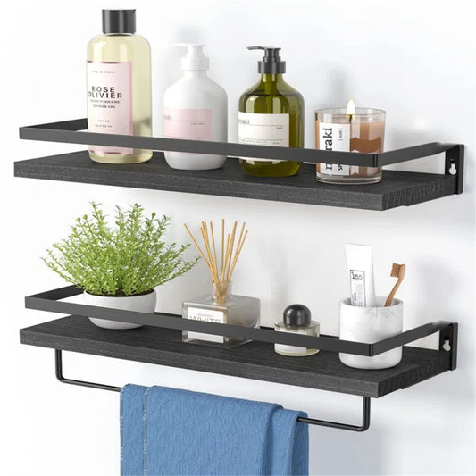 Bathroom Shelf with Towel Bar Set of 2