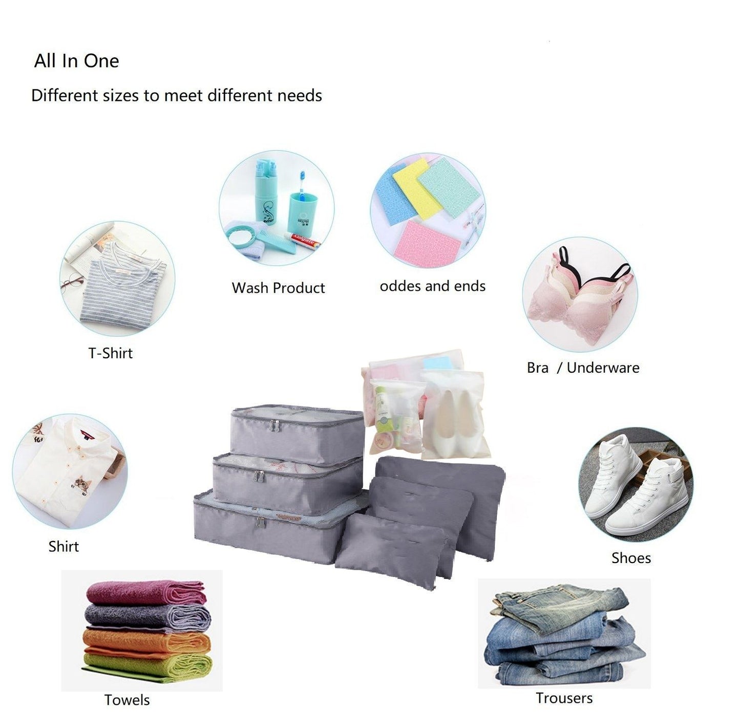 9 pcs/set Clothing storage bag, travel luggage storage bag, clothing packaging box, a good helper for home and travel organization