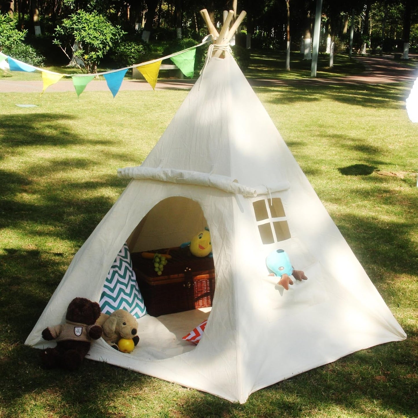 Sturdy Canvas Teepee Play house For Kids Large Windows