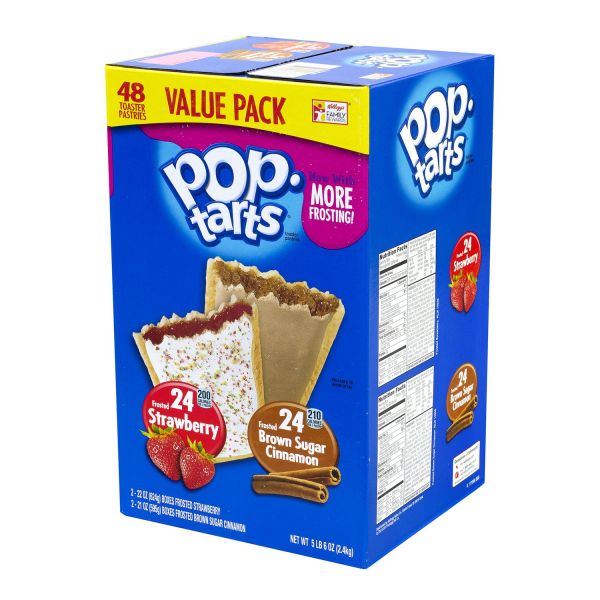 Pop Tarts, Brown Sugar Cinnamon/Strawberry, 2/Pouch, 24 Pouches Box, 2 Boxes/Carton