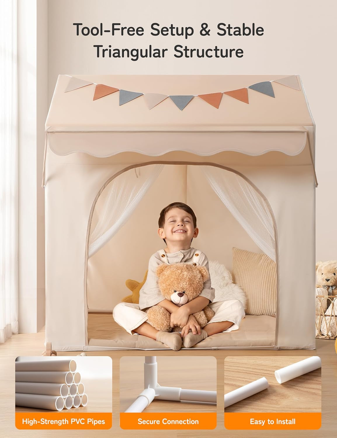 Kids Play Tent Multi functional Eave 51X35X47 Inches