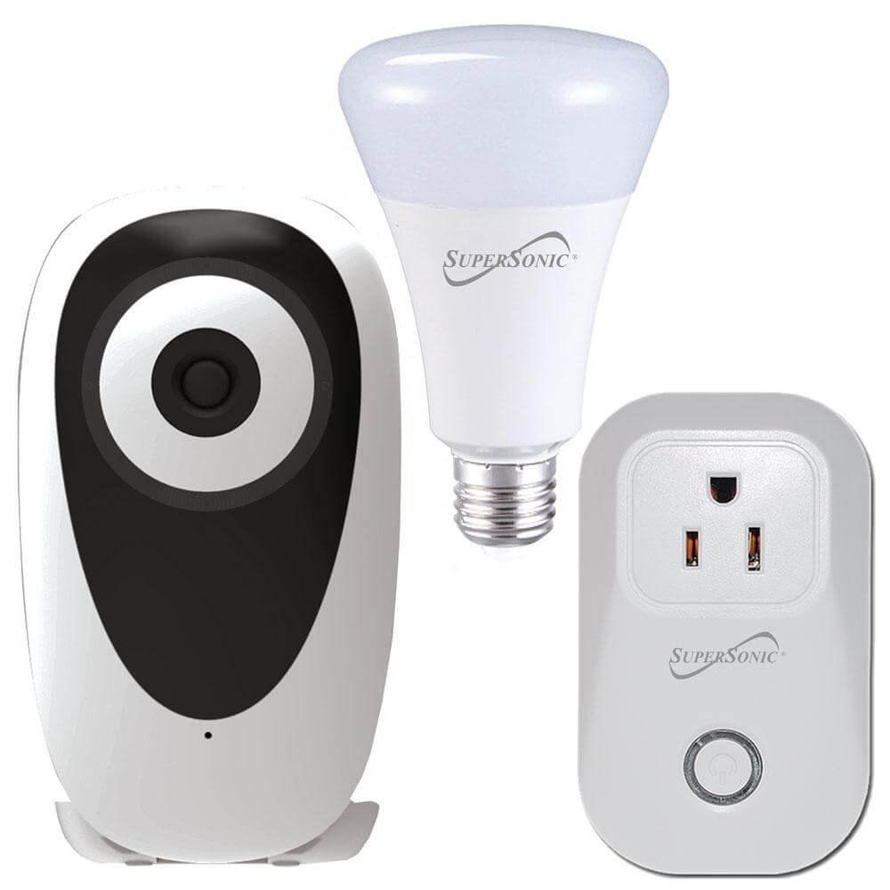 Supersonic 3-Pc. Smart Home Starter Kit with WiFi enabled: HD Camera, Plug, and Bulb-0