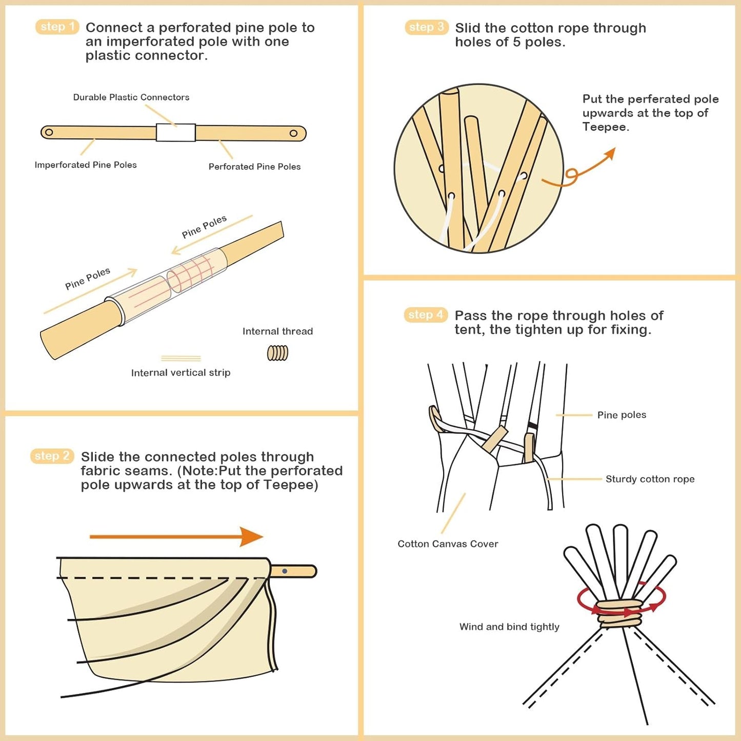 Sturdy Canvas Teepee Play house For Kids Large Windows