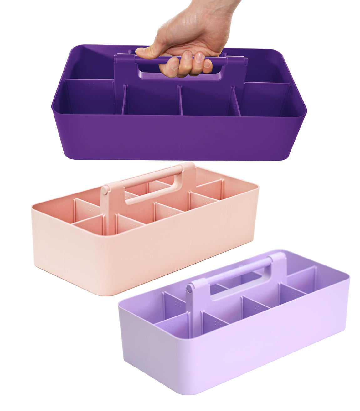 Enjoy Organizer - 3 PACK MIX -Portable Caddy, DIY Dividers, 8 Compartments, School Office Supplies Home Craft with Handle Made in USA